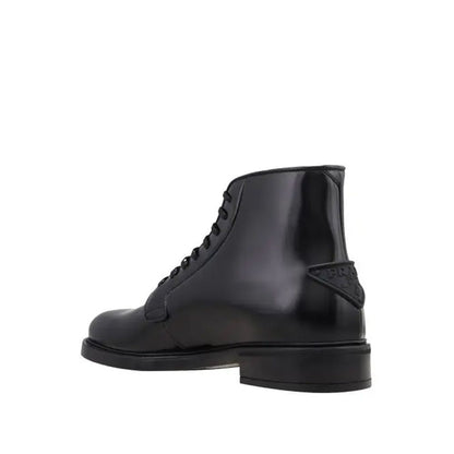 Black Calfskin Lace-Up Boots