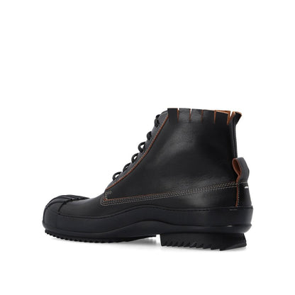 Black Calfskin Lace-Up Boots