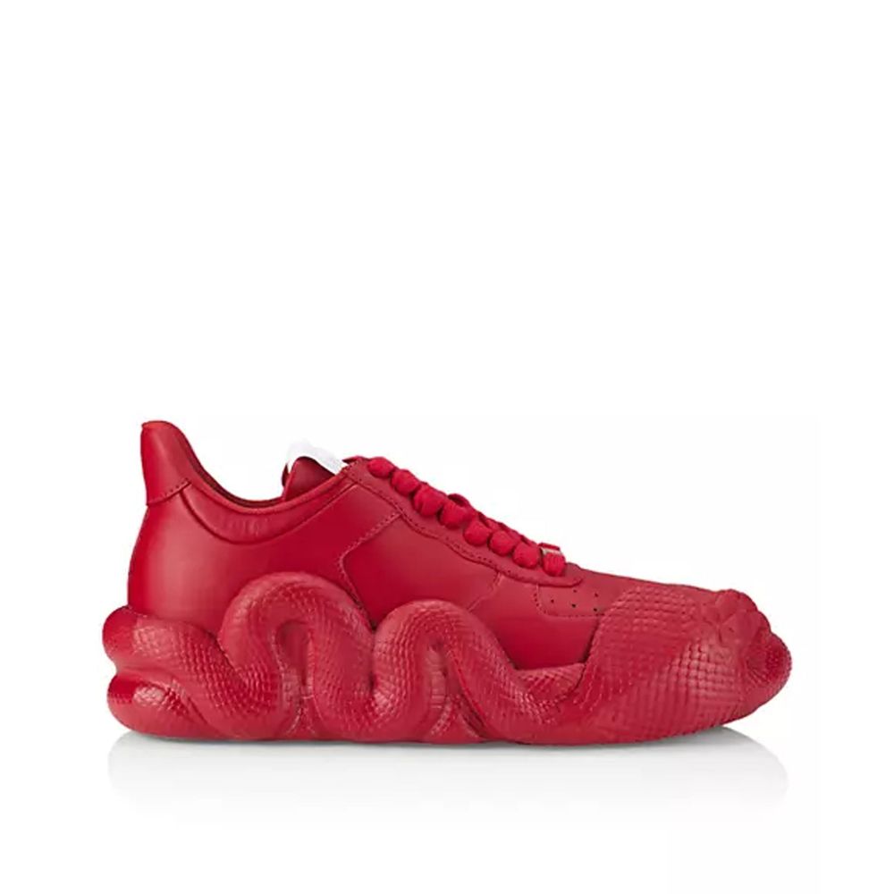 Red Calfskin Chunky Sneakers