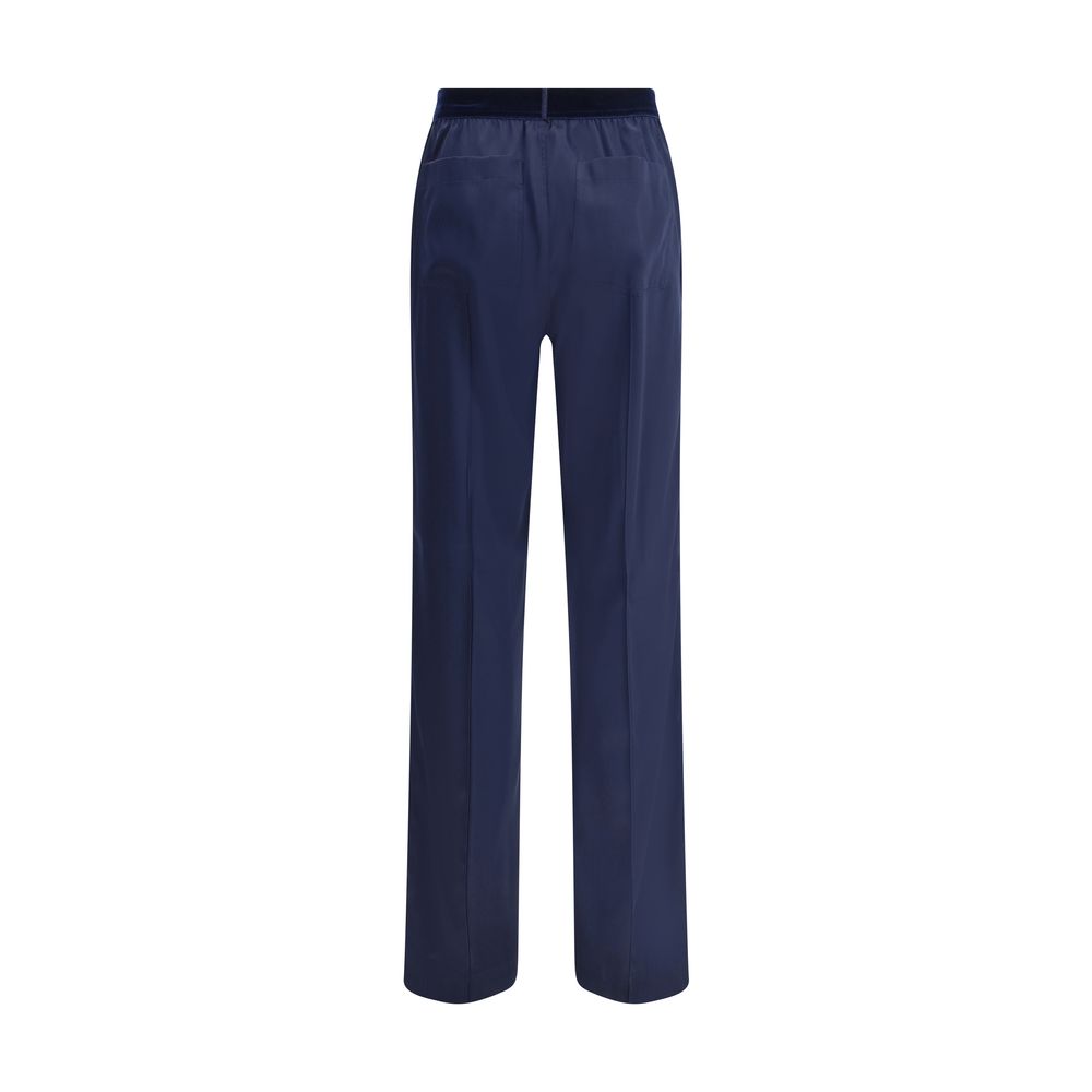 Blue Elastane Casual Pants