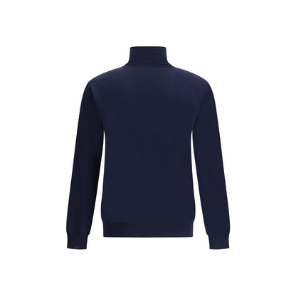 Blue Fleece Wool Turtleneck