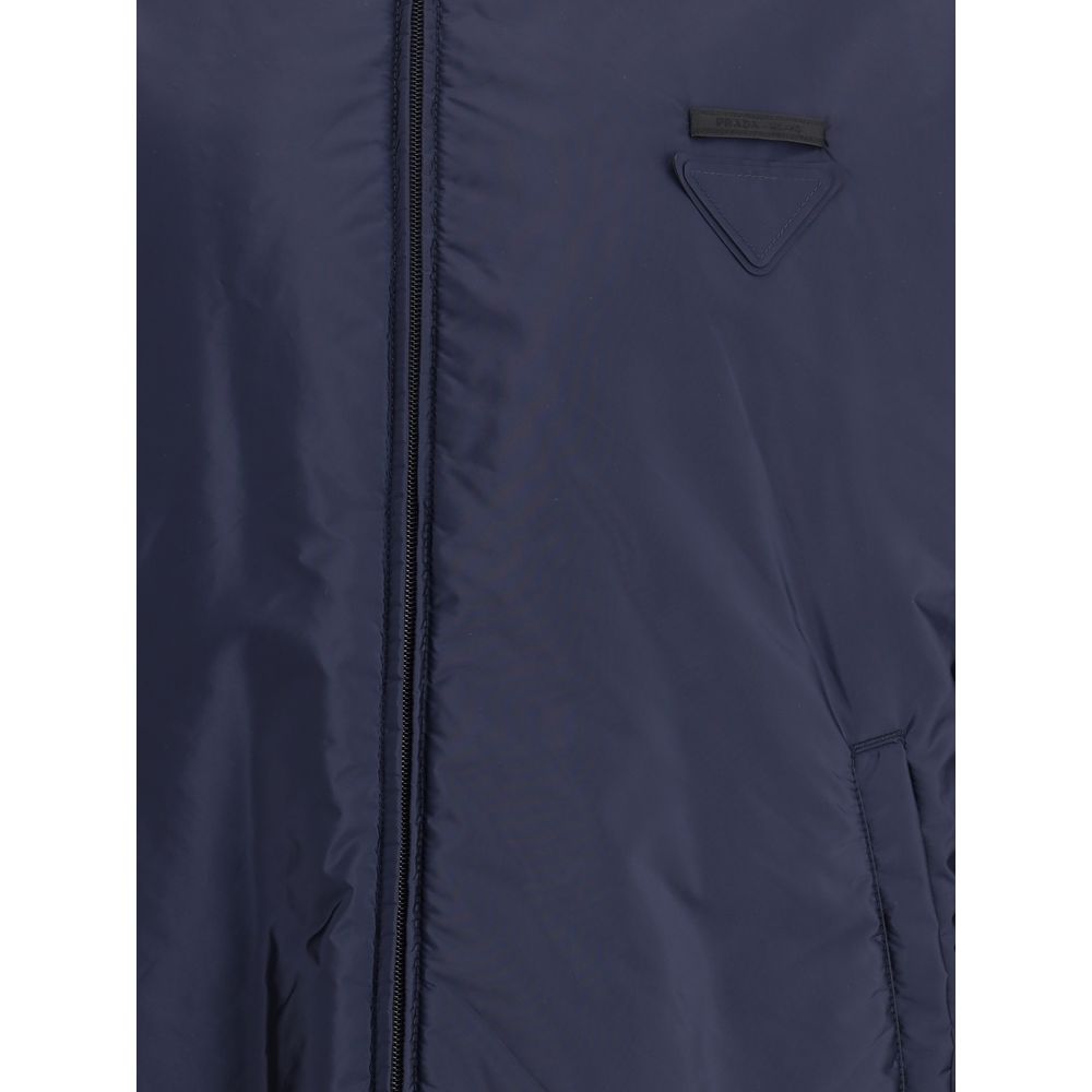 Blue Polyester Full-Length Jacket