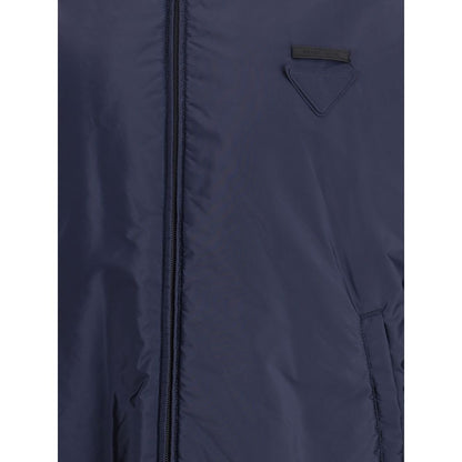 Blue Polyester Full-Length Jacket