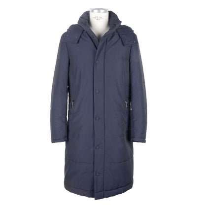 Blue Wool Men's Raincoat