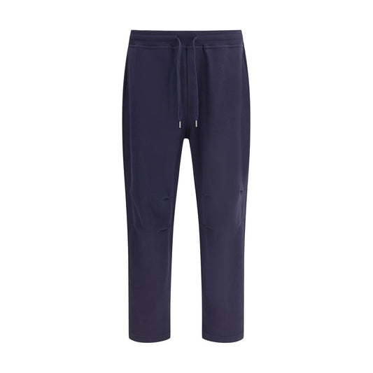 Blue Cotton Casual Pants