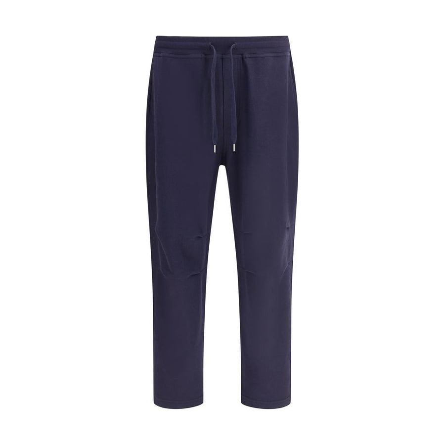 Blue Cotton Casual Pants