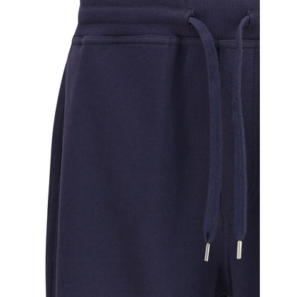 Blue Cotton Casual Pants