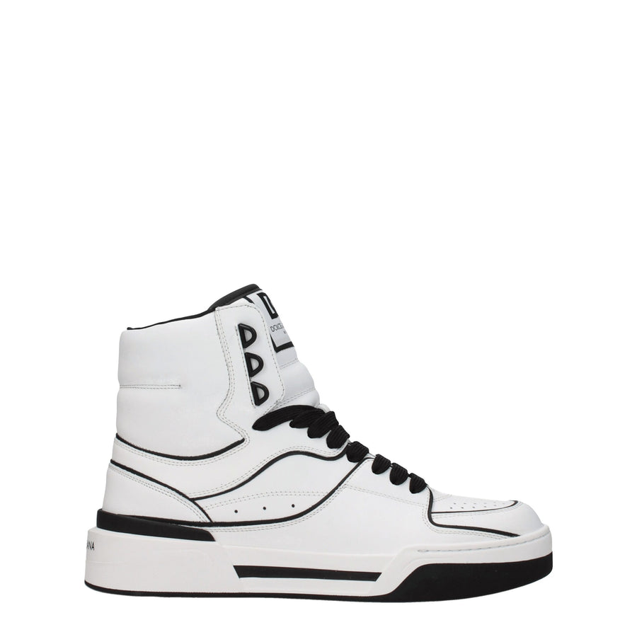 White Leather High Top Sneakers