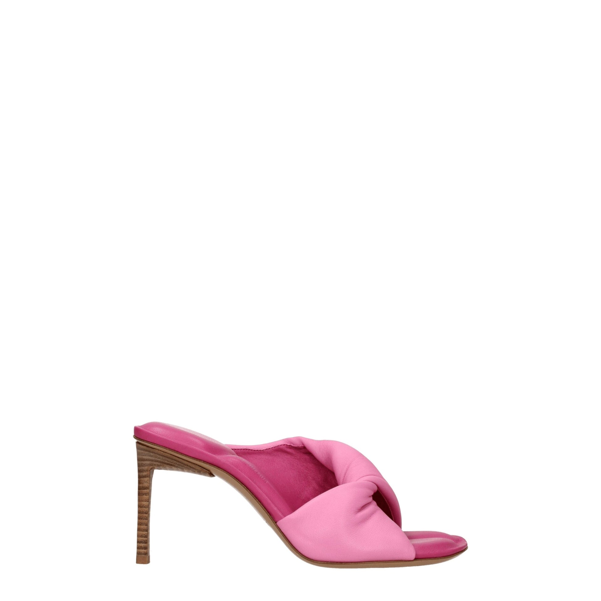 Pink Leather Stiletto Heel Sandals