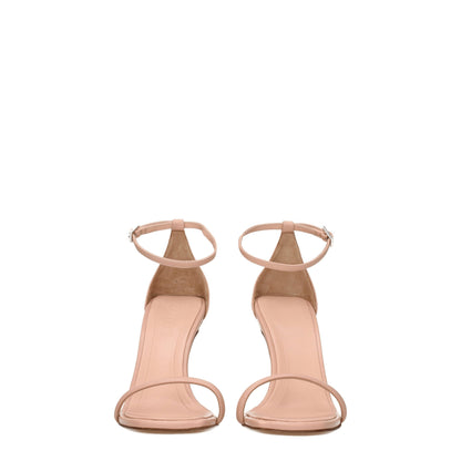 Pink Leather Stiletto Heel Sandals