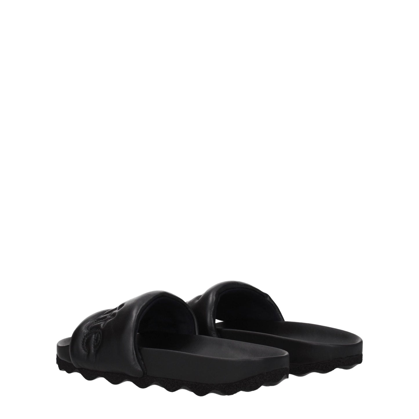 Black Leather Slippers