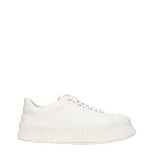 White Fabric Platform Sneakers