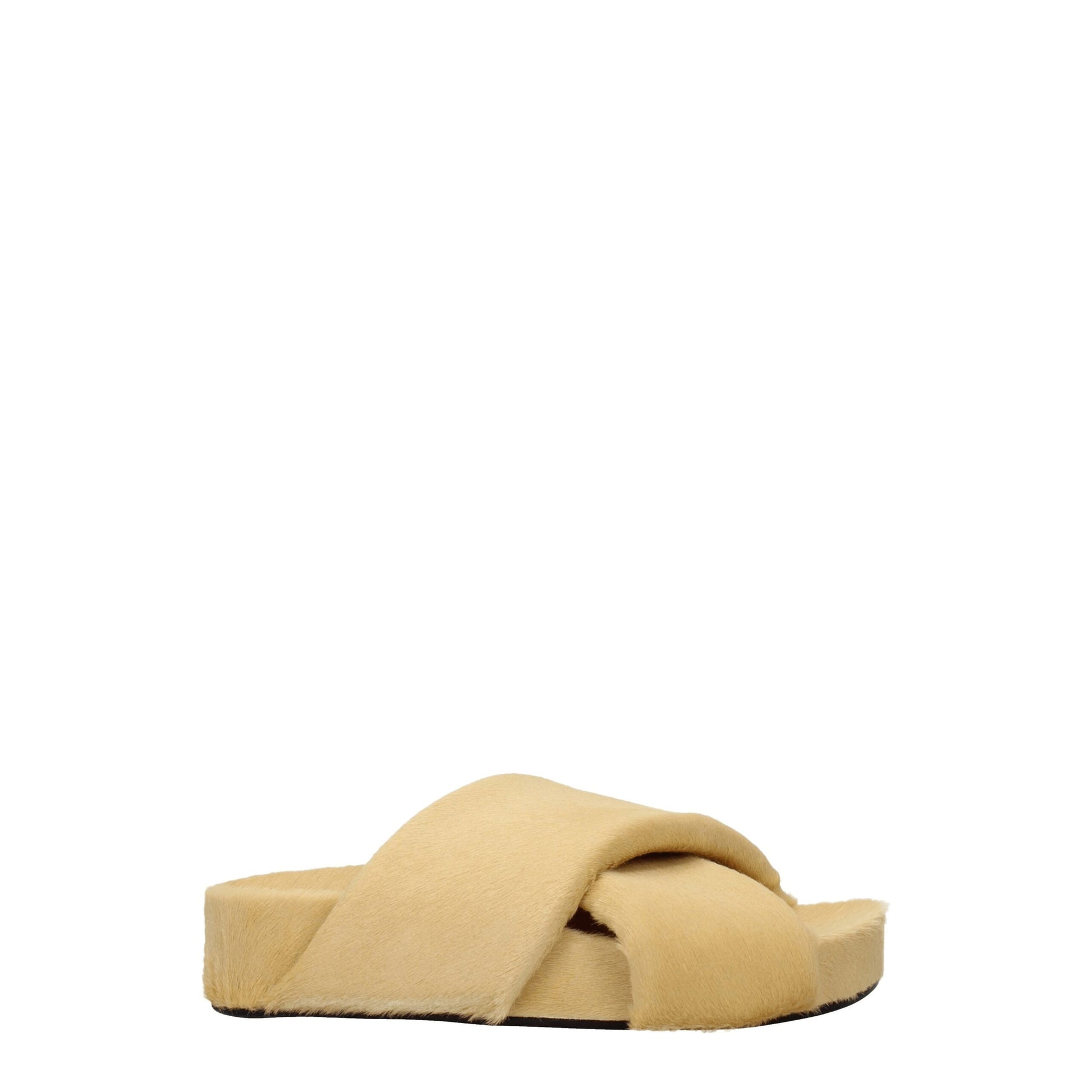 Beige Horsehair Slippers