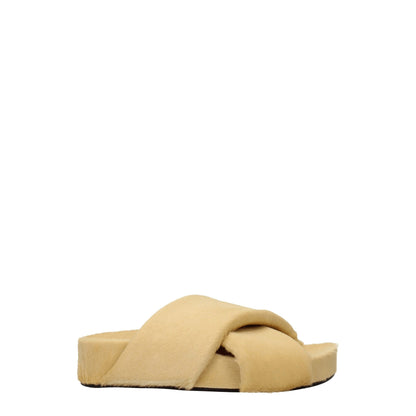 Beige Horsehair Slippers