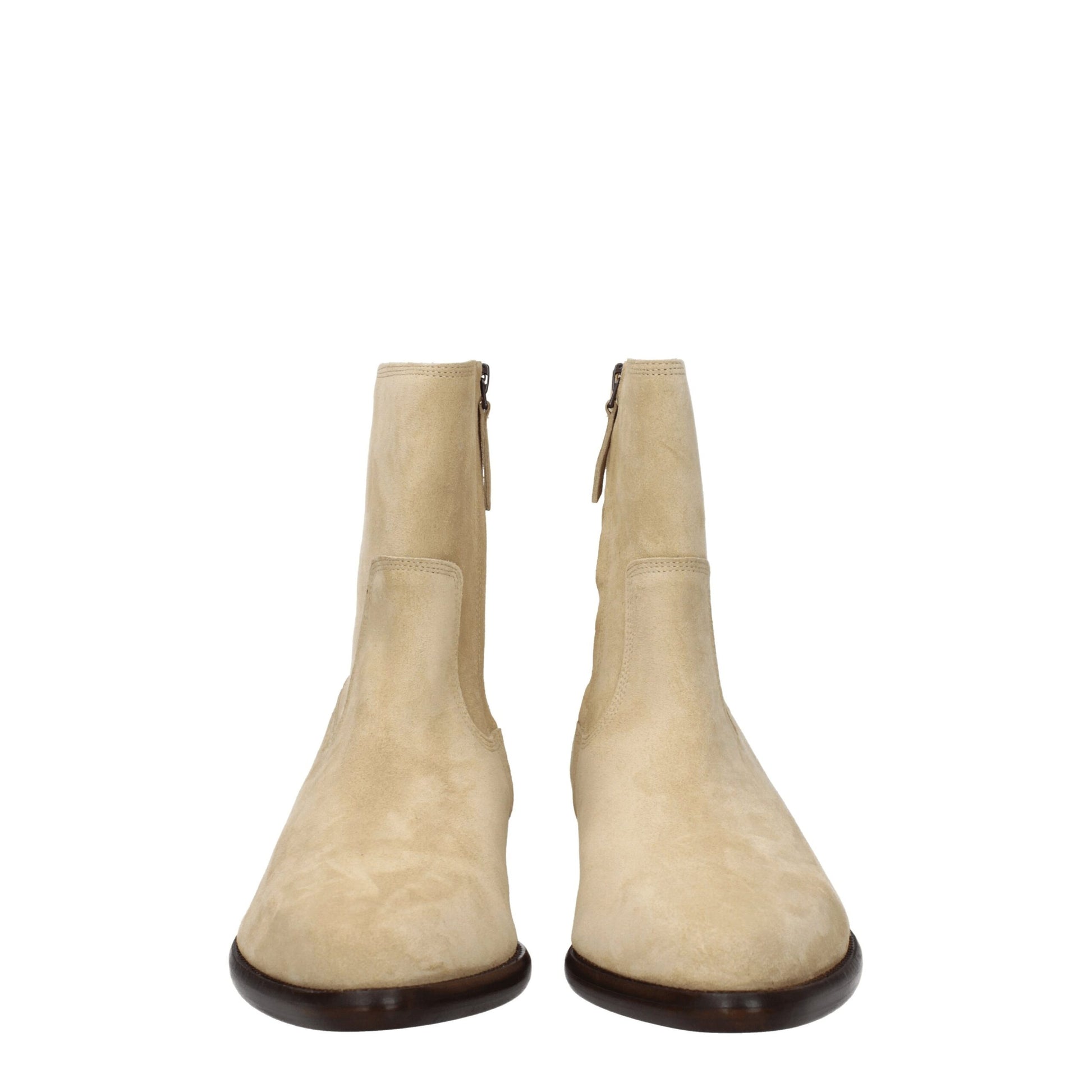 Beige Leather Ankle Boots