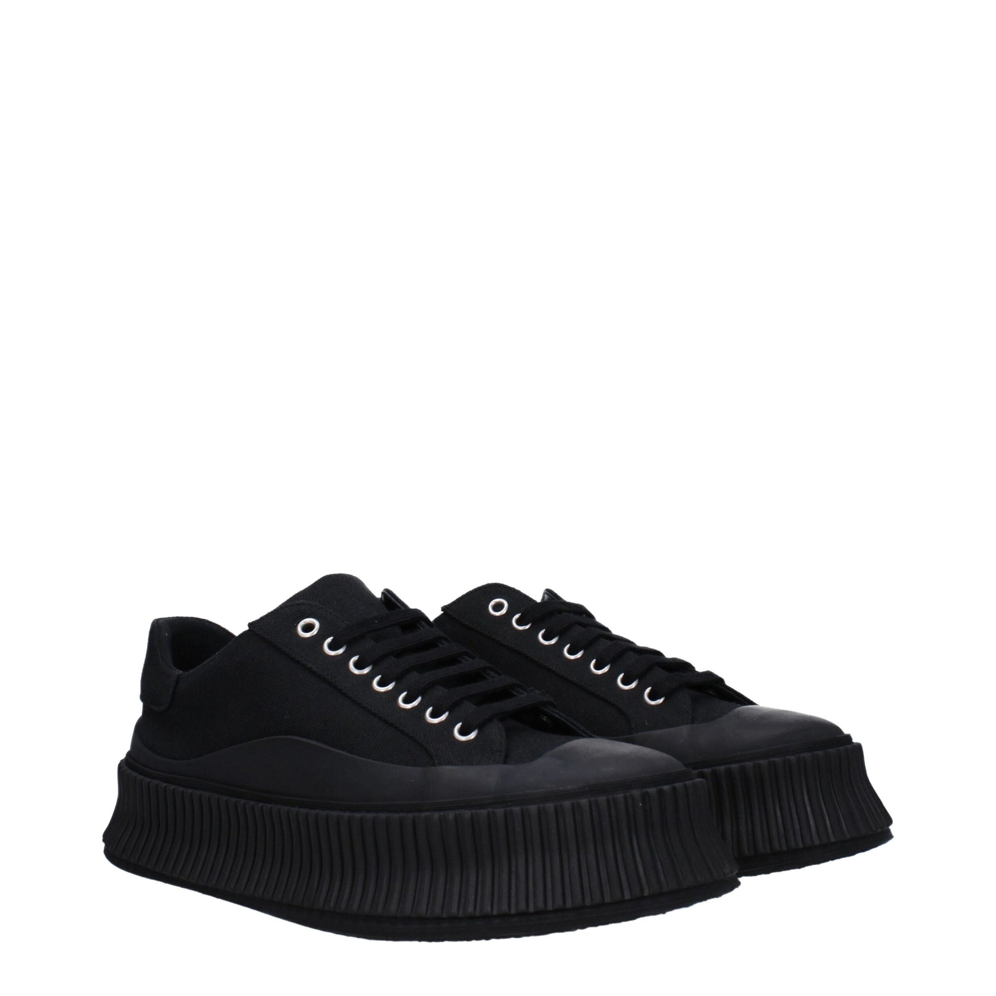 Black Fabric Platform Sneakers