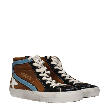 Brown Leather High Top Sneakers