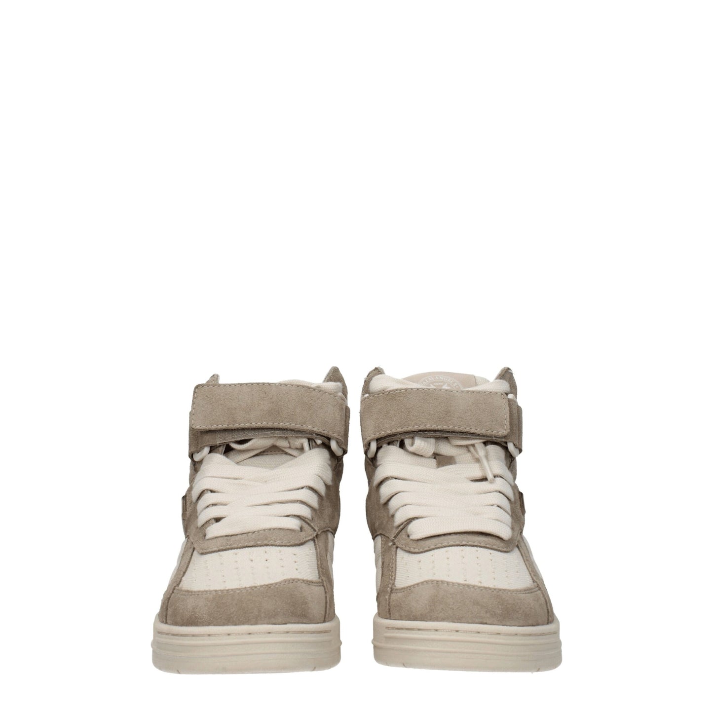 Beige Leather High Top Sneakers