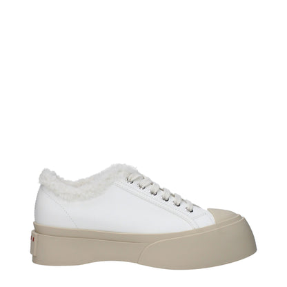 White Leather Low Top Sneakers