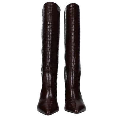 Brown Leather High Heel Boots
