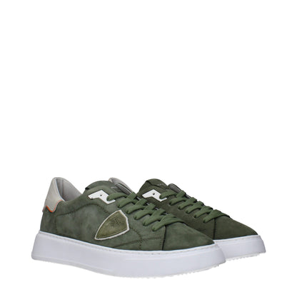 Green Leather Low Top Sneakers