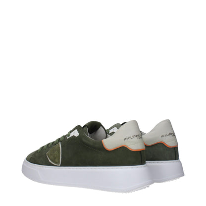 Green Leather Low Top Sneakers