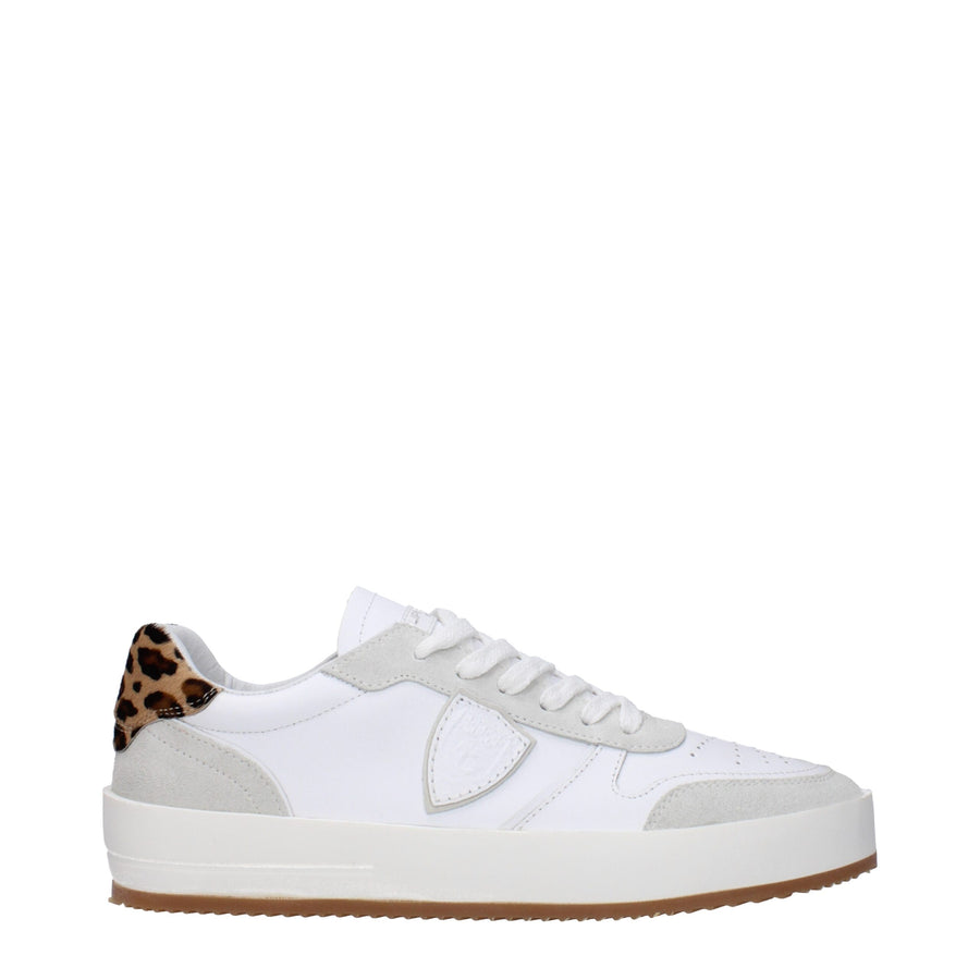 White Leather Low Top Sneakers