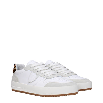 White Leather Low Top Sneakers