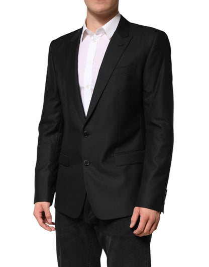 Black Wool Single Breasted Jacket Blazer