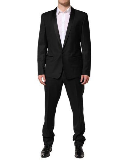 Black Wool Men Single Breasted 2 Piece Suit