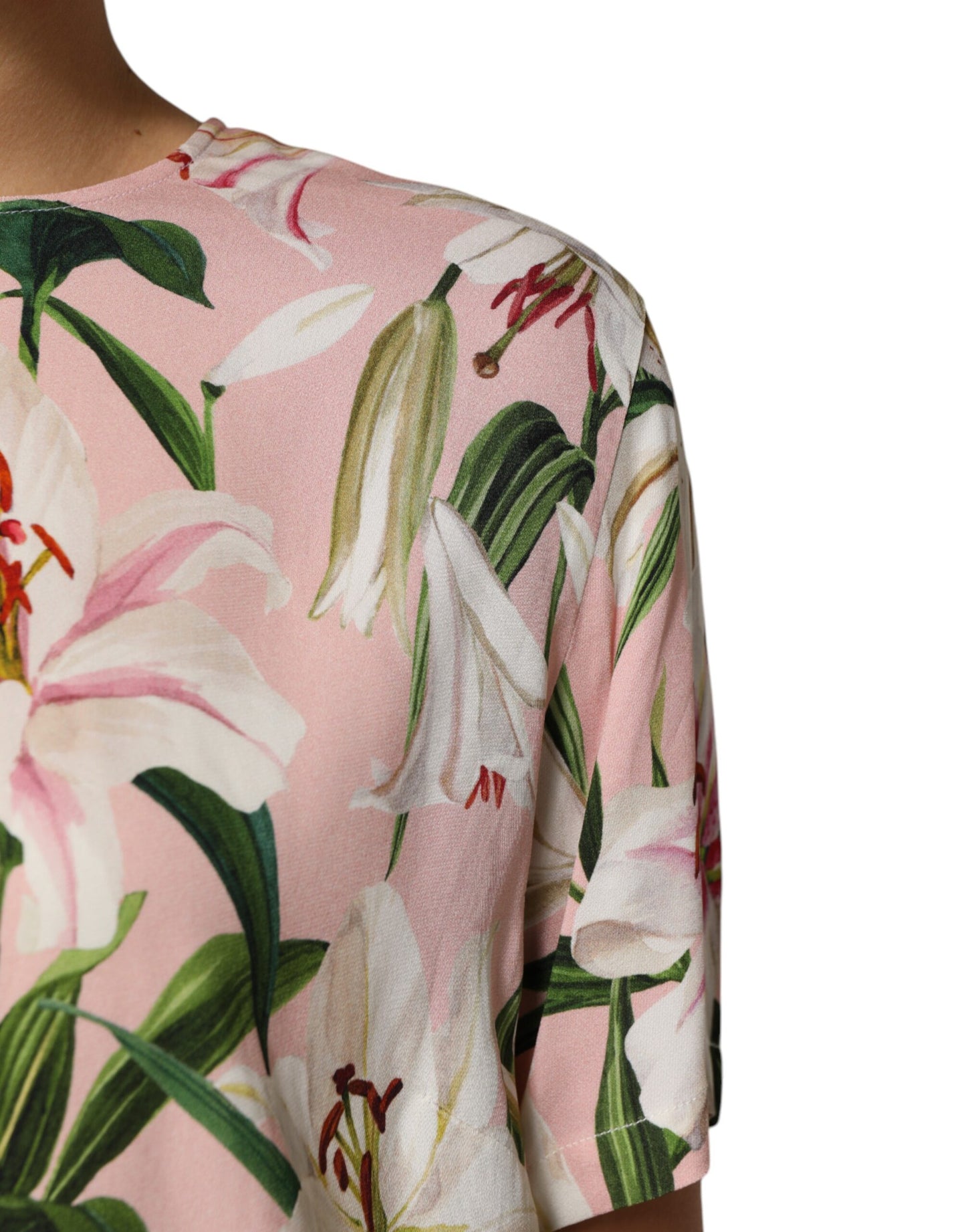 Pink Lily Printed Round Neck Blouse Top