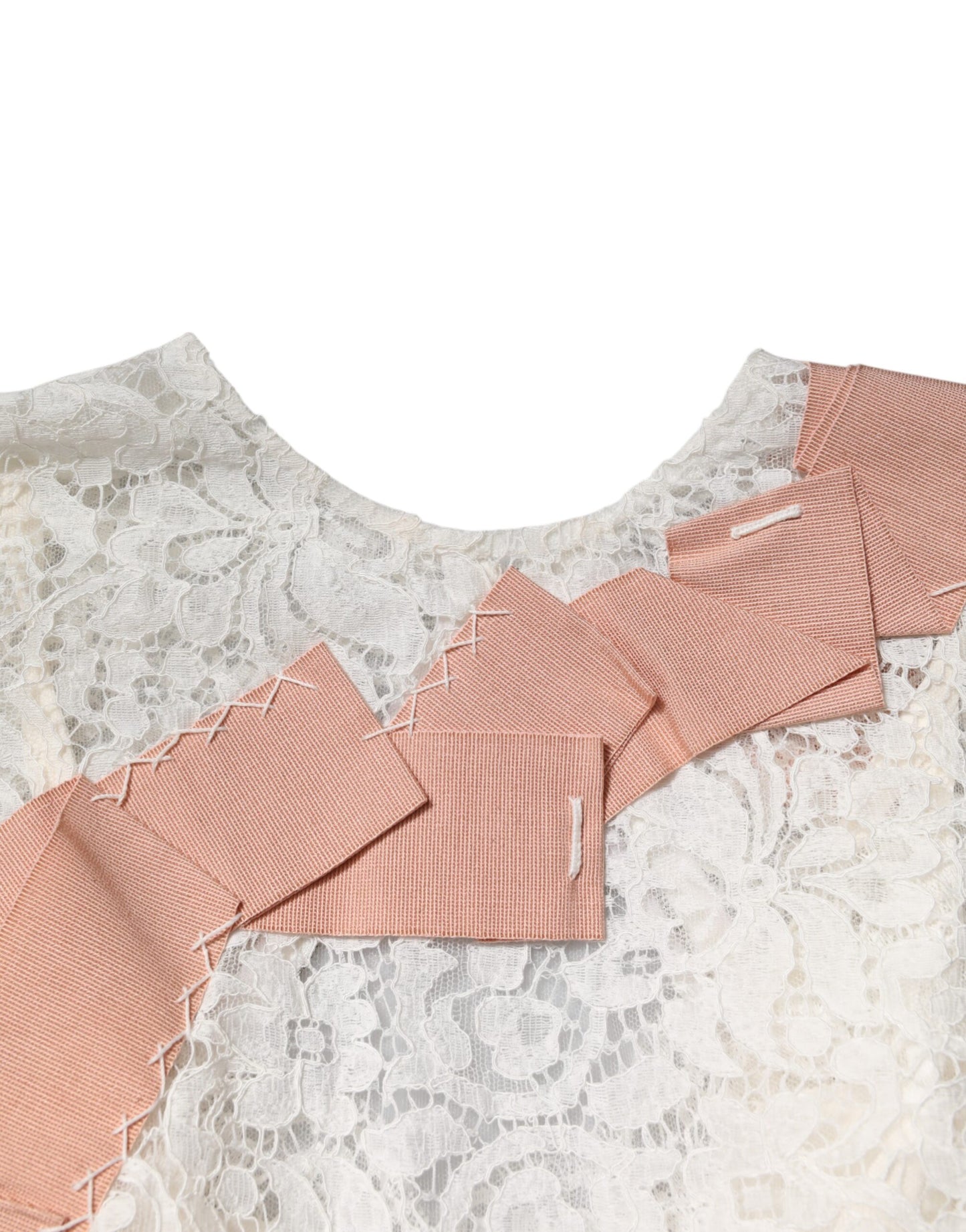 White Floral Lace Short Sleeves Blouse Top