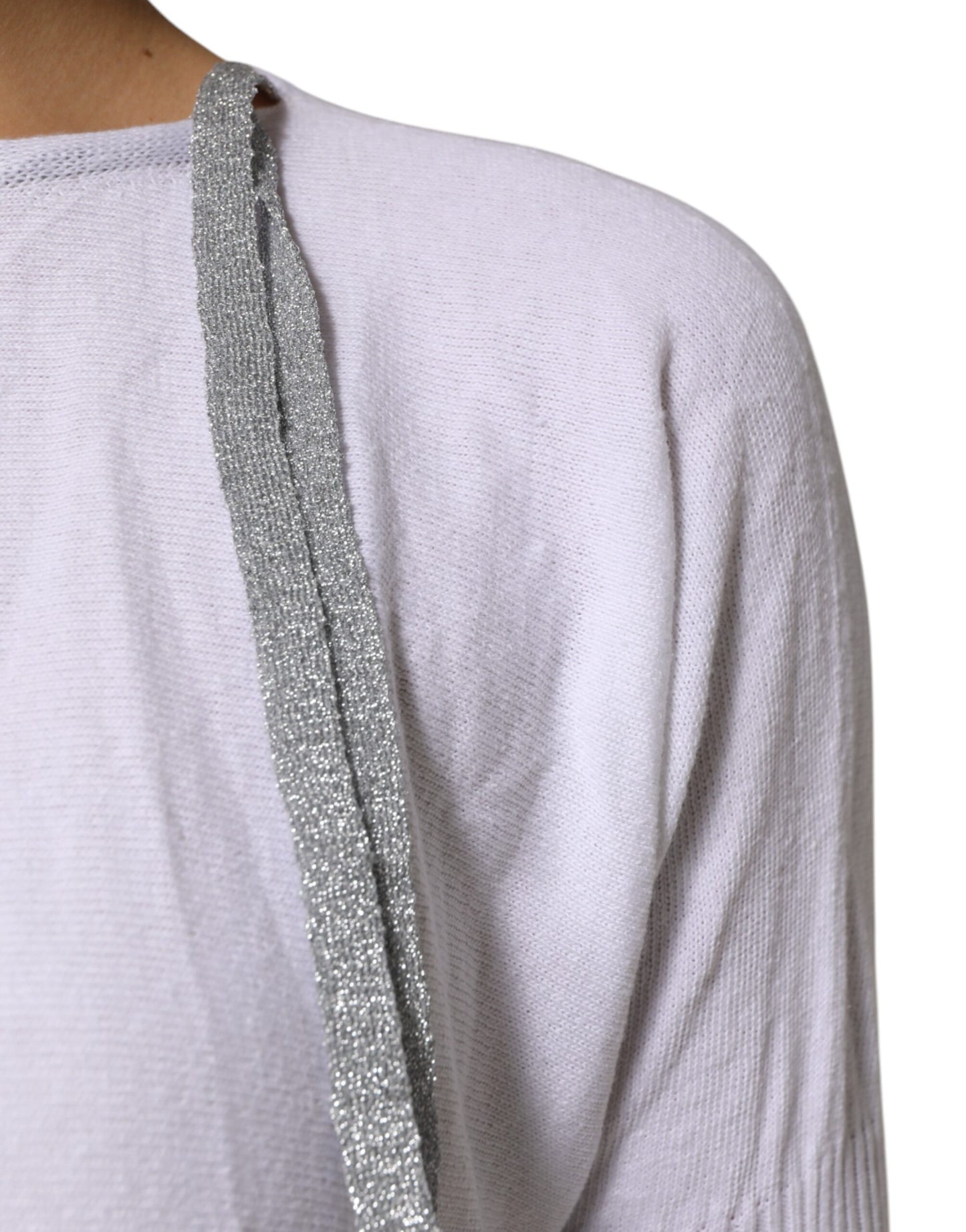 White Cotton Short Sleeves Round Neck Blouse Top