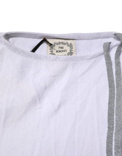 White Cotton Short Sleeves Round Neck Blouse Top