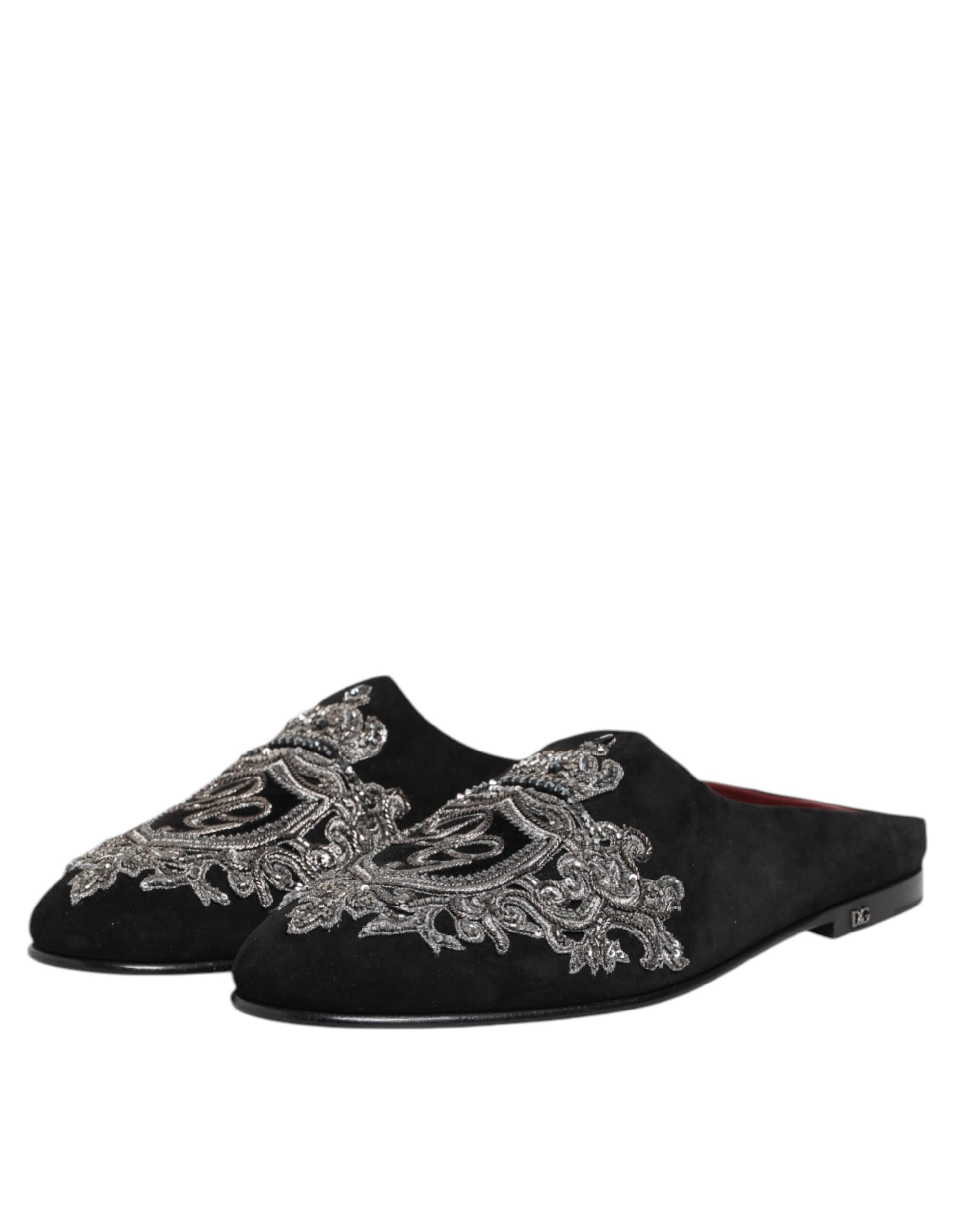 Black Velvet Slides DG Crown Slipper Shoes