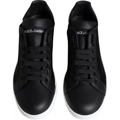 Black Calf Leather Portofino Sneakers Shoes