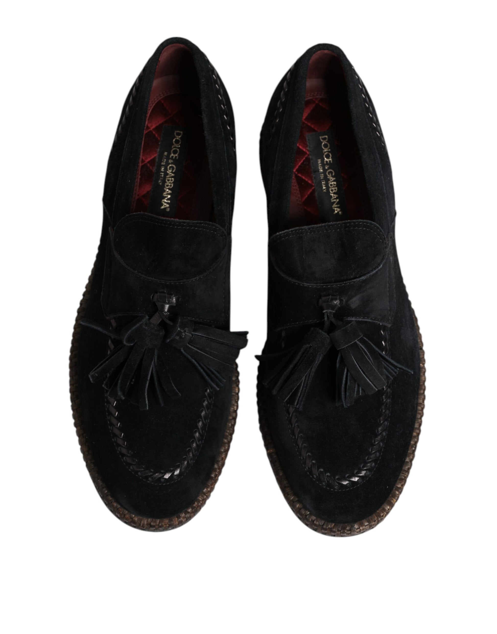 Black Suede Tassel Embellished Loafers Shoes