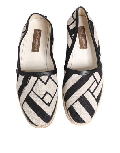 Black White Stripes Flat Espadrille Shoes