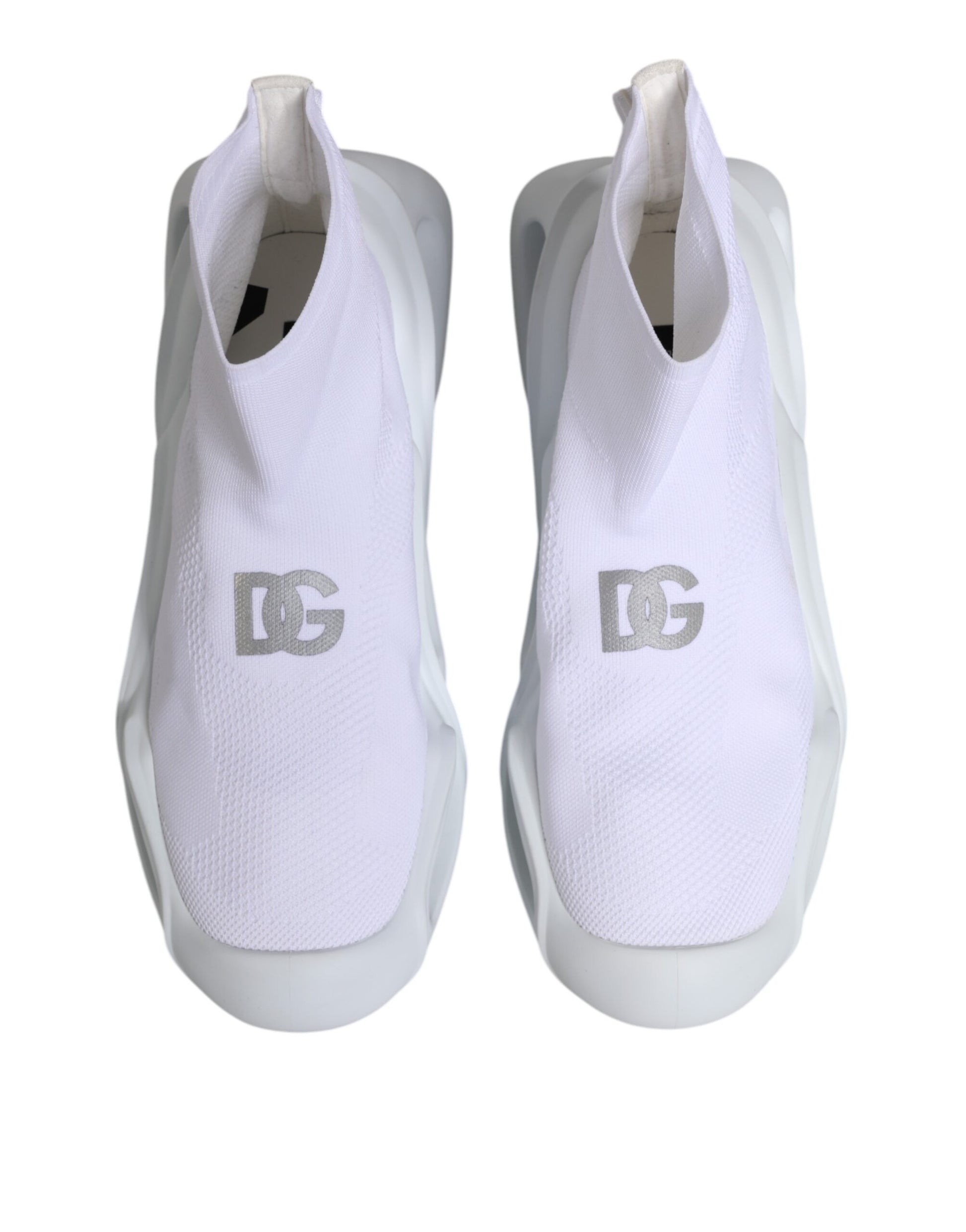 White Silver Slip On Wave Socks Sneakers Shoes