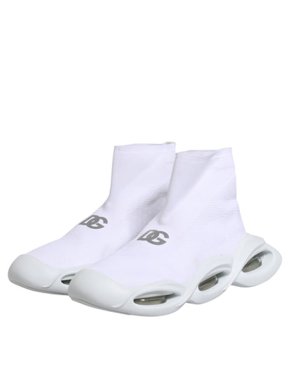 White Silver Slip On Wave Socks Sneakers Shoes