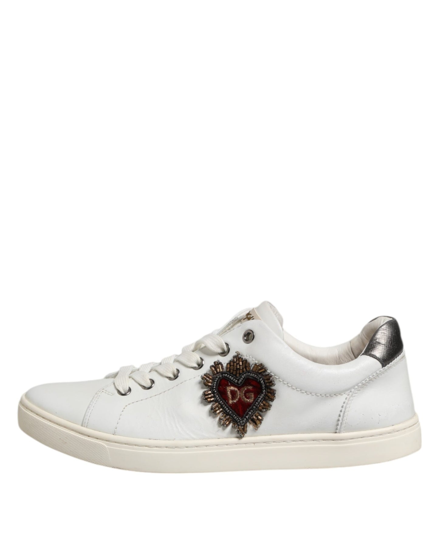 White Silver Sacred Heart Men Sneakers Shoes