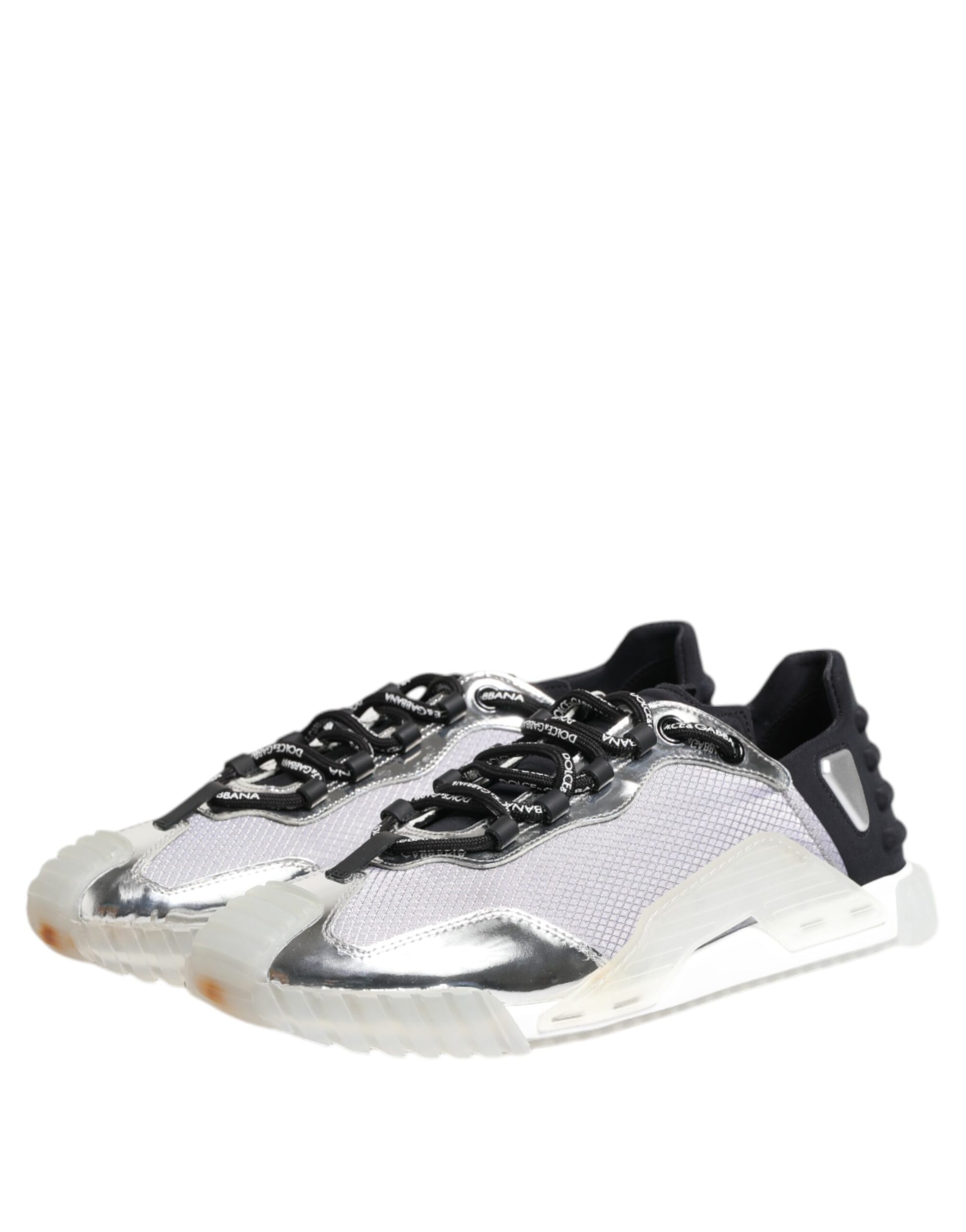 Silver Black Nylon NS1 Low Top Sneakers Shoes