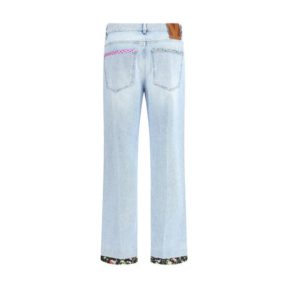 Light Blue Cotton Straight-Leg Jeans