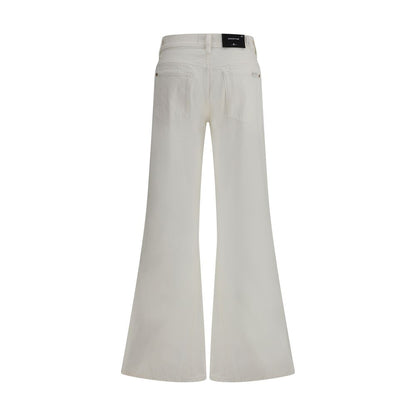 Cream Cotton Flared Jeans