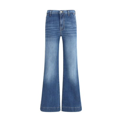 Blue Cotton Flared Jeans