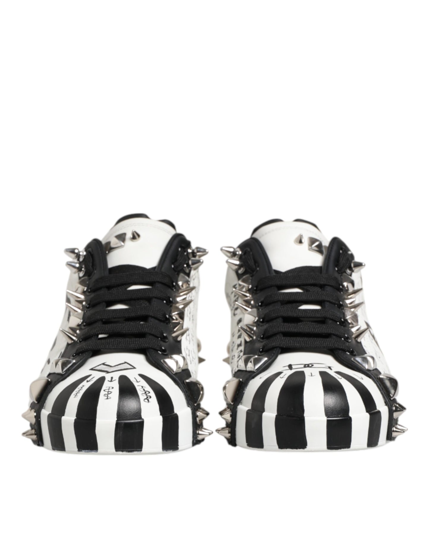 Black White Studded Low Top Sneakers Shoes