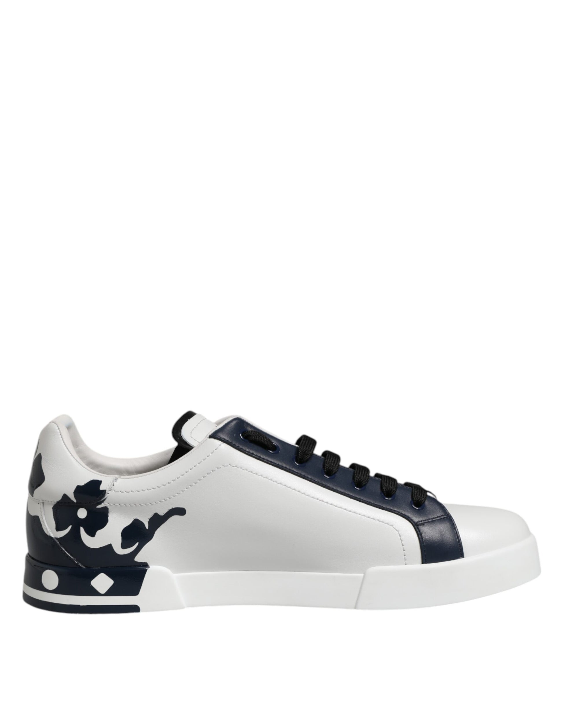 White Blue Crown Low Top Sneakers Shoes