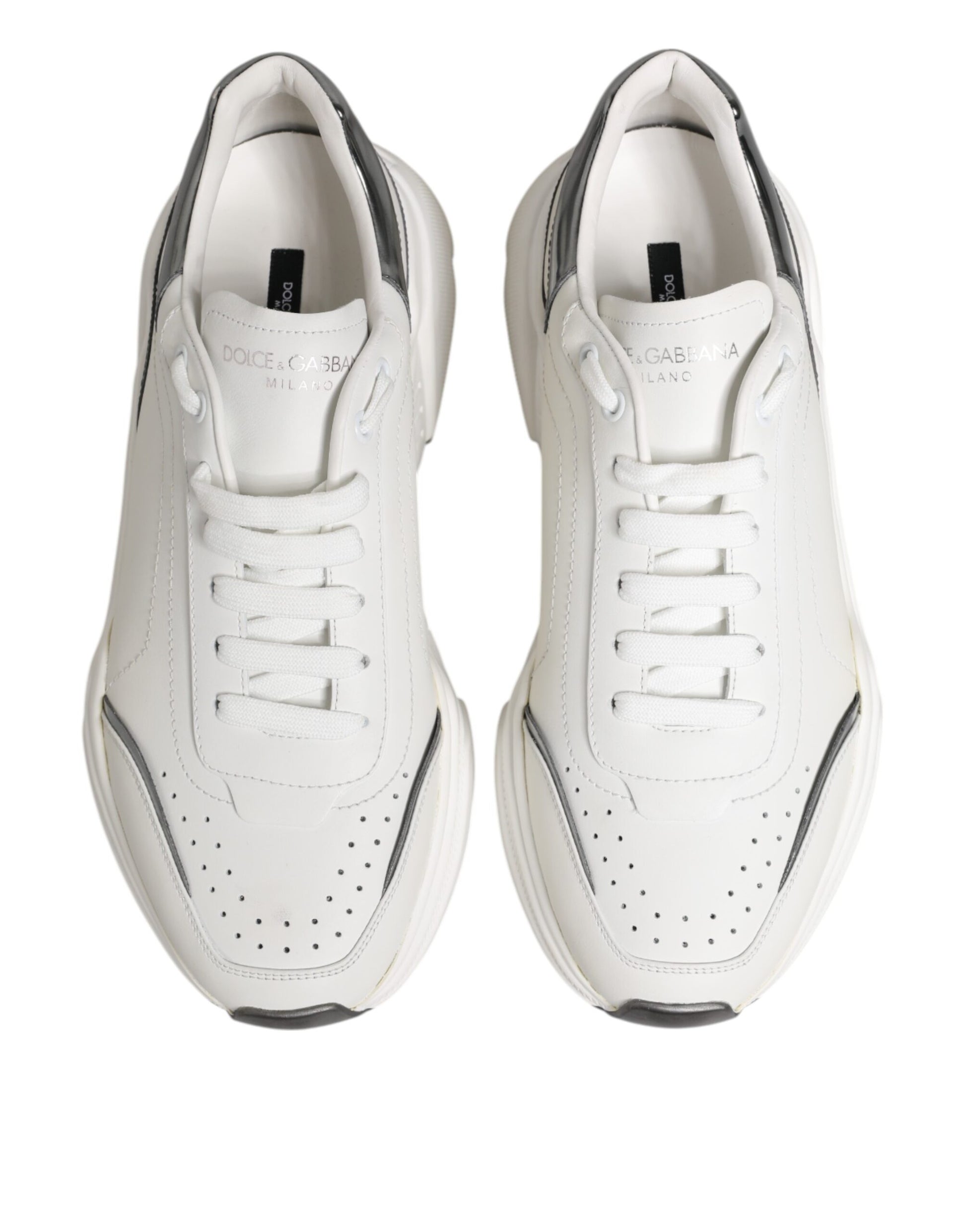 White Silver DAYMASTER Leather Sneakers Shoes