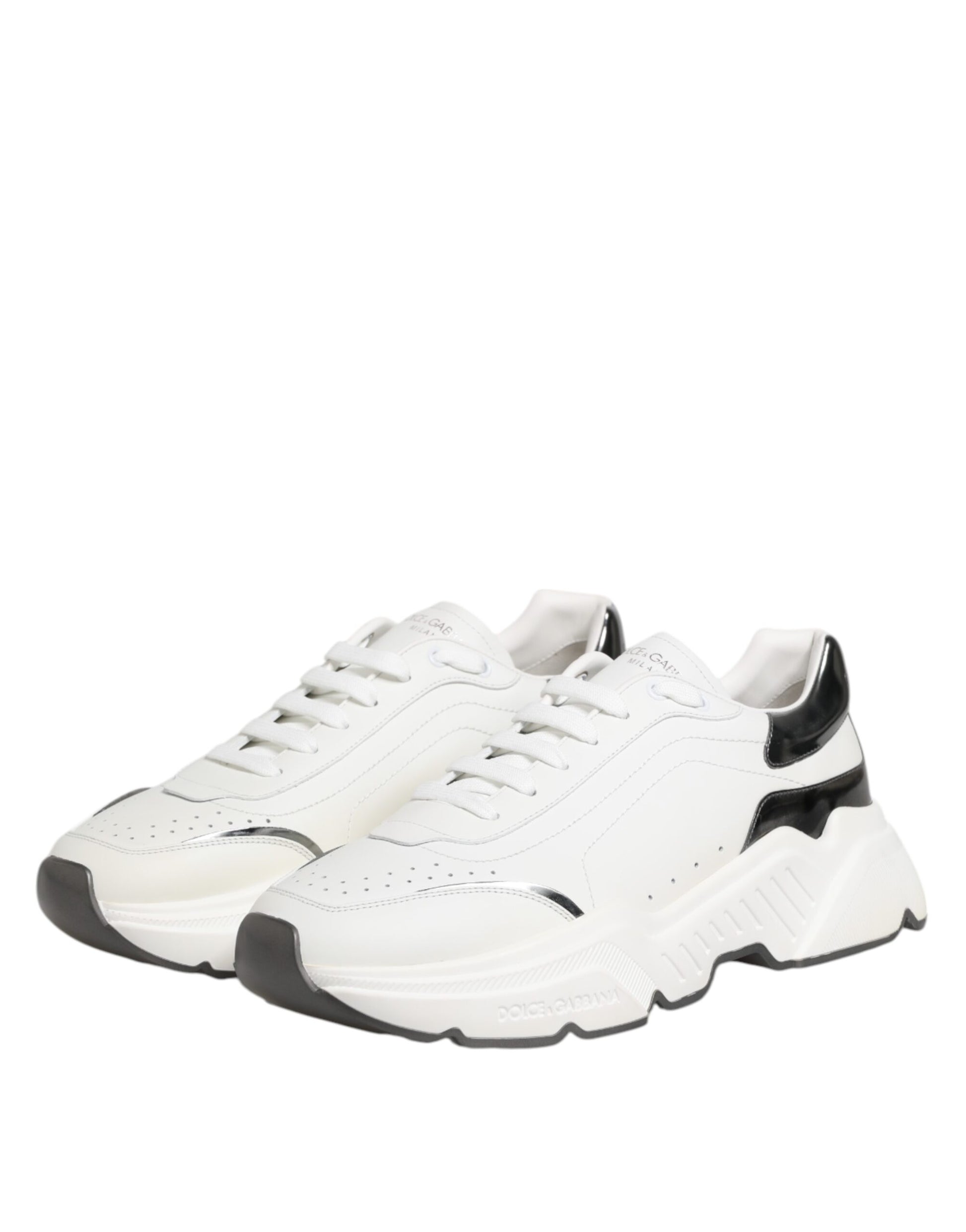 White Silver DAYMASTER Leather Sneakers Shoes