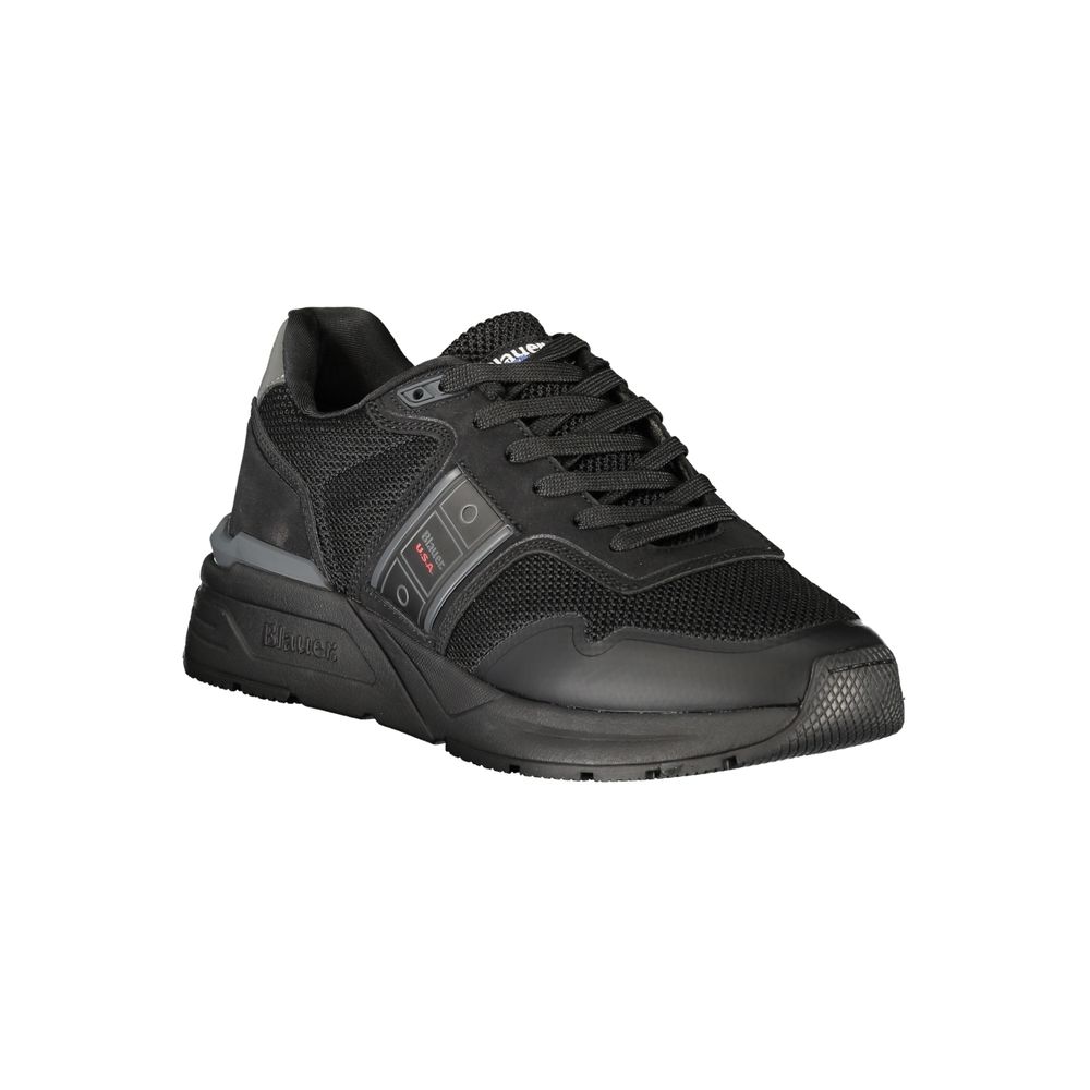 Black Polyester Mens Sneaker